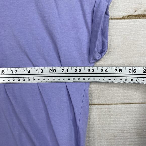 Banana Republic T-Shirt XL Womens Purple Cozy Slub V Neck Cuffed Short Sleeve - Picture 7 of 9